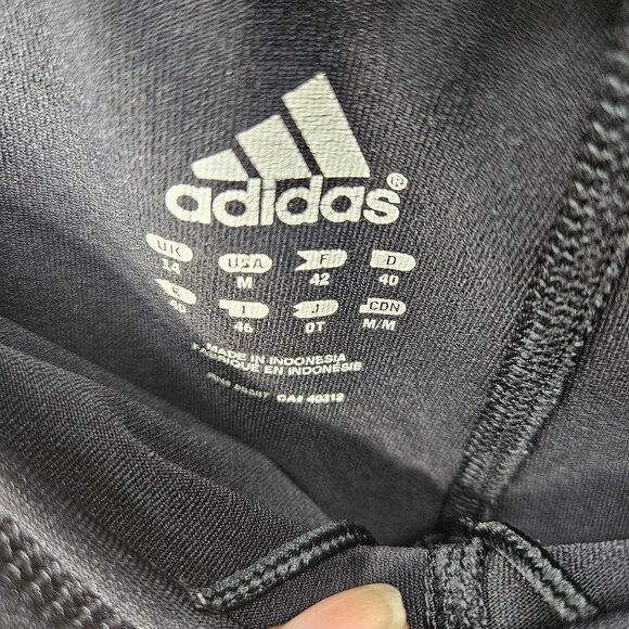 Adidas Womens Black Capri Athletic Pants With White Stripes Size M - Picture 6 of 7